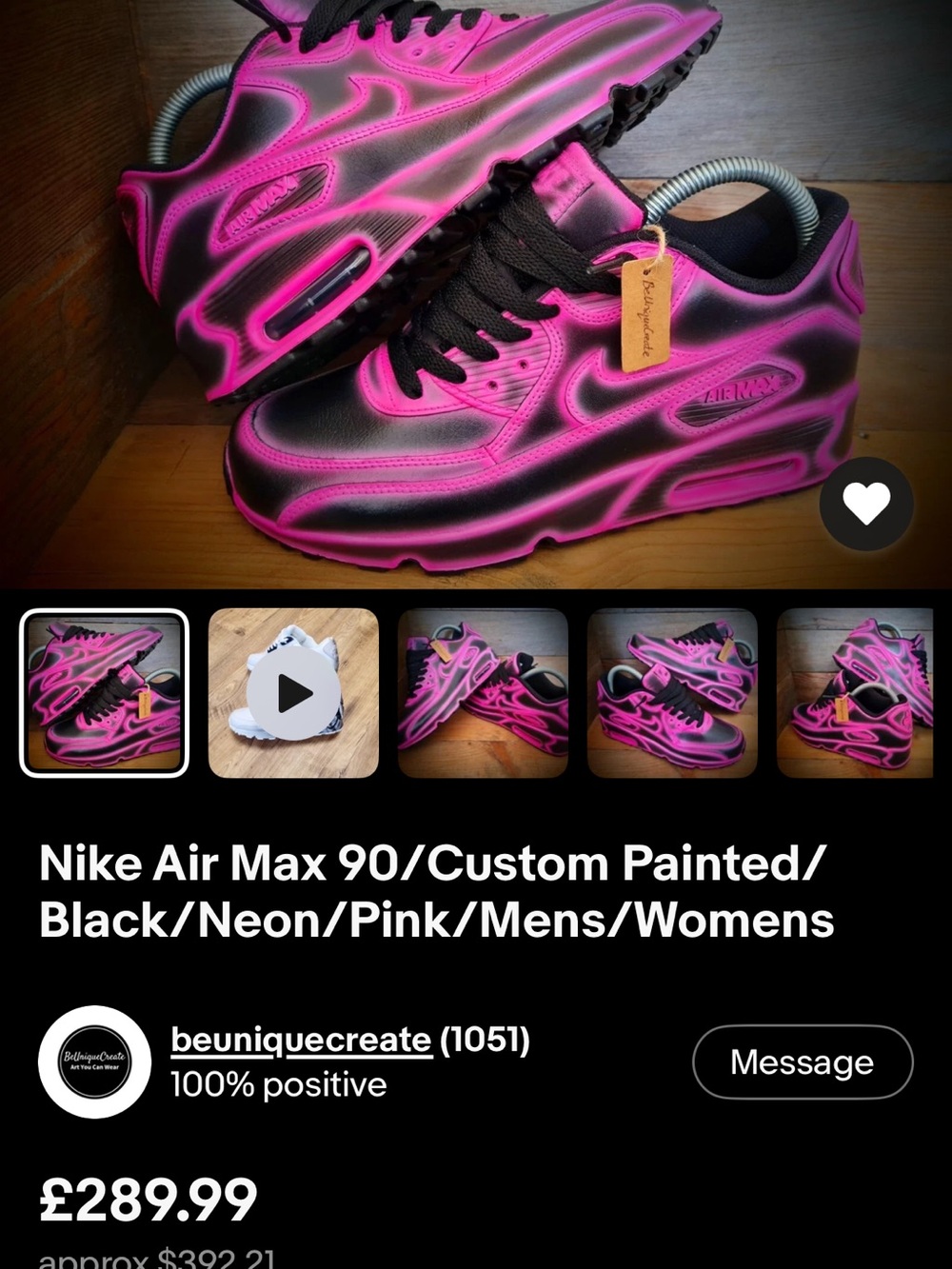 Nike men’s Air Max Sneakers in Neon Pink and Black size 10 - Picture 7 of 7